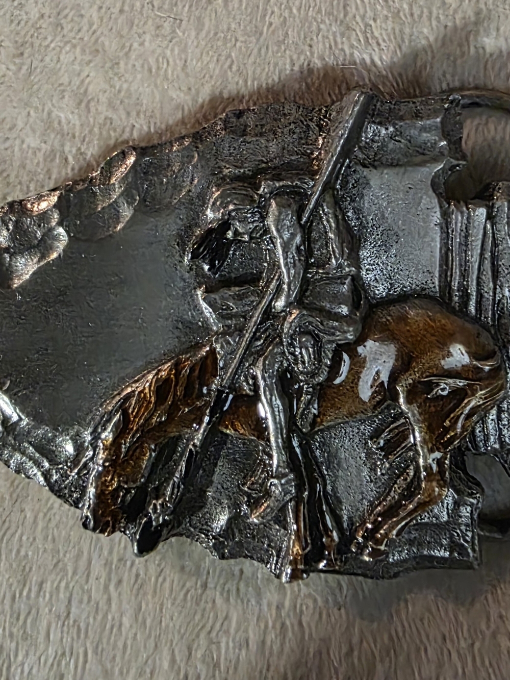 Vintage 1988 Siskiyou belt buckle featuring the "End of the Trail" design
